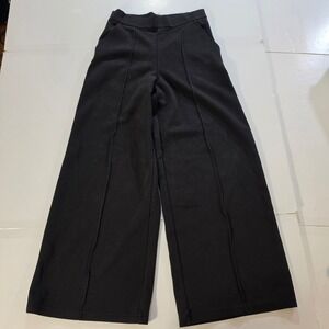 Lee Smarter Fit Womens Black Wide Leg Pintuck Pull On Pants Size 6 Medium Pocket